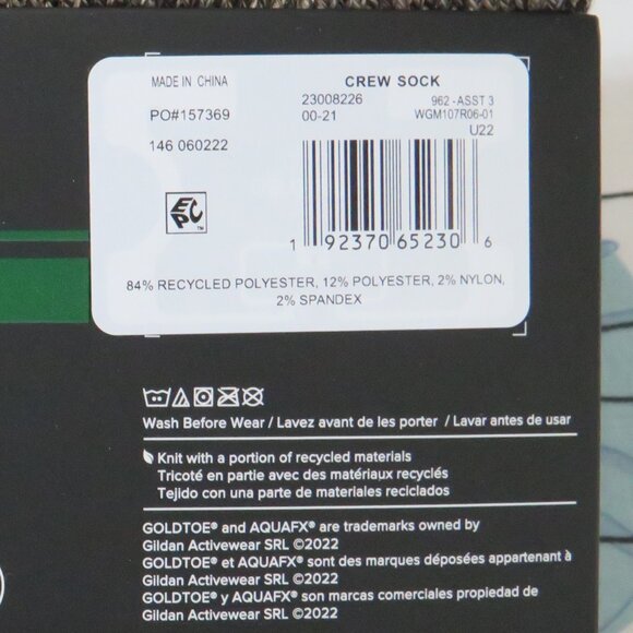 Gold Toe*Men's Crew Reinforced Toe Moisture Wicking Socks x 6 Pair~Shoe 6"-12.5" - Picture 7 of 7